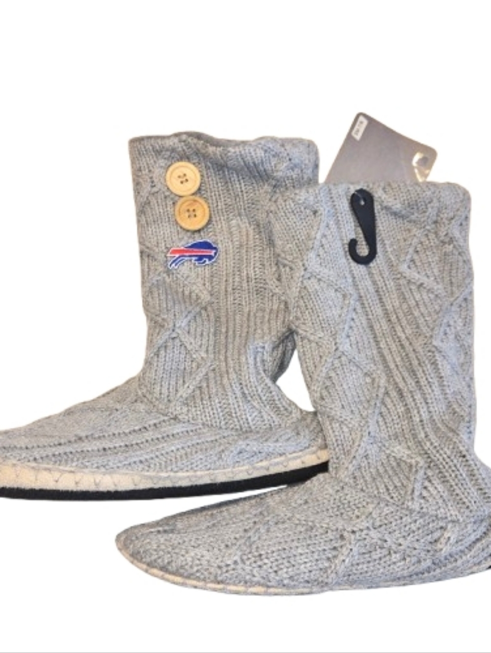 Buffalo Bills Cable Knit Slipper Socks Size Small Fits Ladies 7/8